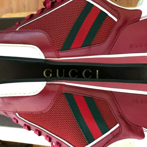 Gucci 83 Red Lace Up Leather Sneakers 8.5G Worn 1X PRICE DROP! - Picture 4 of 10